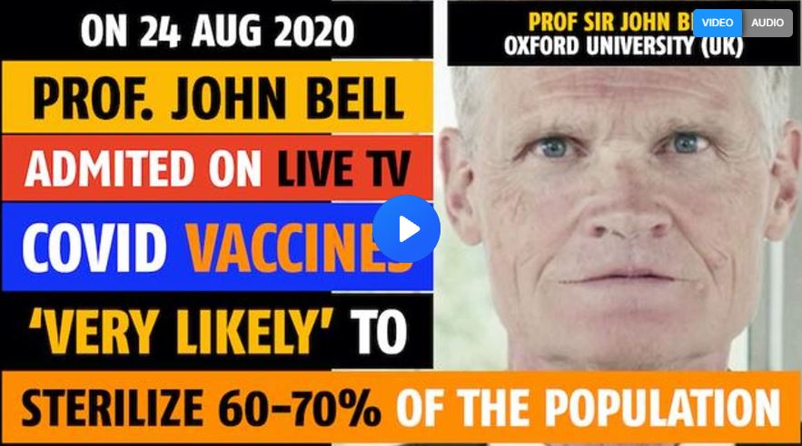 Covid vaccines ‘very likely’ to sterilize 60-70% of population, Prof John Bell admitted on live TV