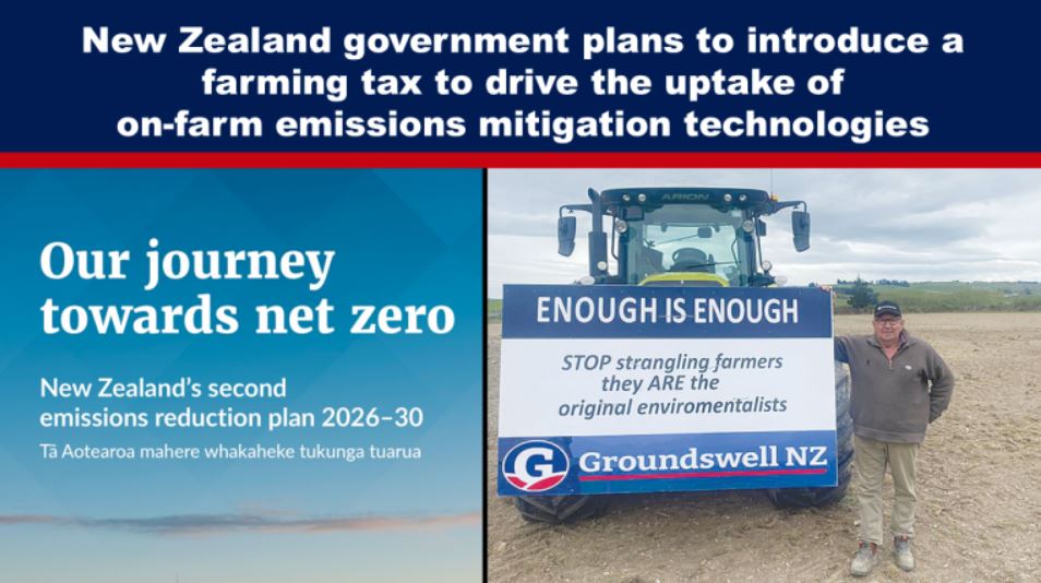 New Zealand government plans to introduce a farming tax to drive the uptake of on-farm emissions mitigation technologies