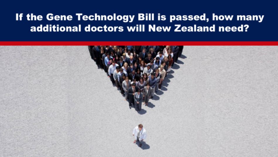 If the Gene Technology Bill is passed, how many additional doctors will New Zealand need?